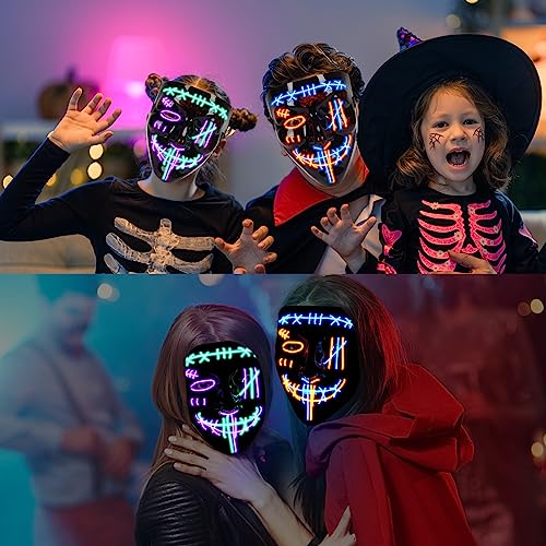 Lizhoumil Led Light Up Scary Mask - 2 Pack Purge Masks With 3 Lighting Modes For Halloween Cosplay Costume thumb #4