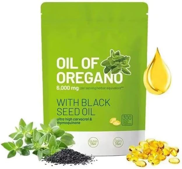 Huile d'Origan et Huile de Nigelle, Sans OGM, Aide à la Digestion et à la Respiration,1pc