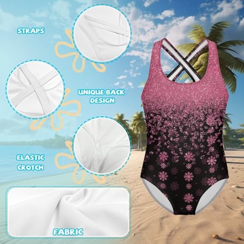 Image of INSTANTARTS Girls One Piece Swimwear Sleeveless Crossback Swimsuits