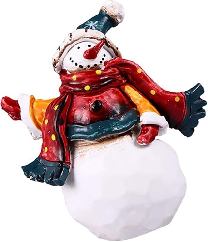 Miniatura 6 de Kisangel Figura de muñeco de nieve de Navidad, figura de muñeco de nieve de resina, decoración de escritorio para Navidad, decoración de fiesta en