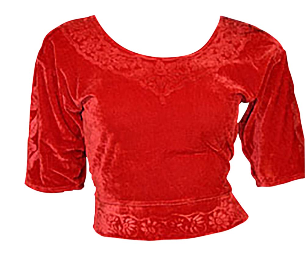 Rot Choli (Sari Oberteil) Samt Gr. S bis 3XL ideal für Bauchtanz