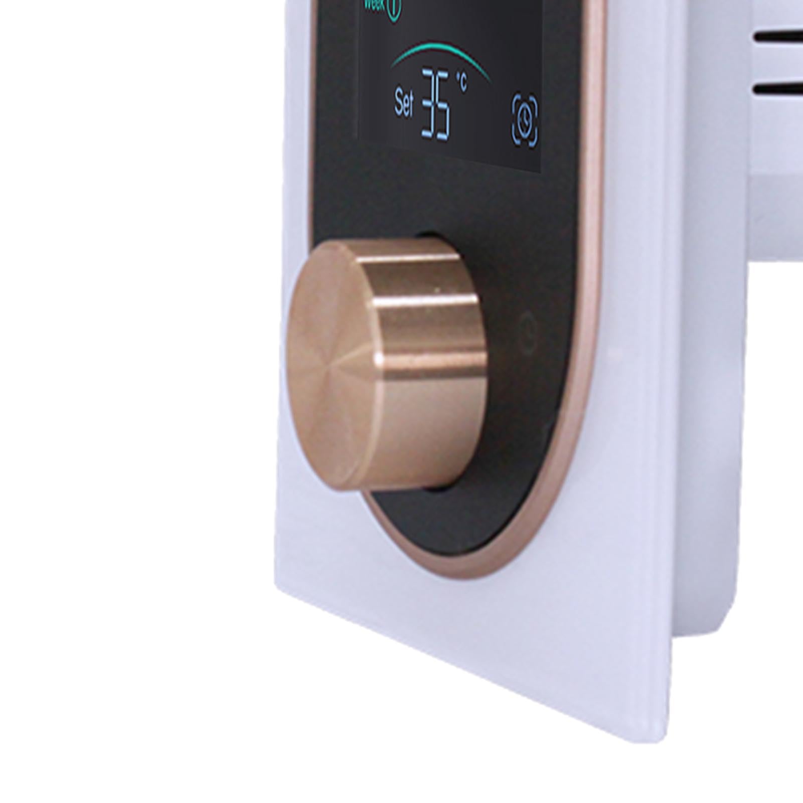 Inteligentny termostat pokojowy regulator temperatury 2,4 GHz do ogrzewania elektrycznego aplikacja mobilna ekran dotykowy i sterowanie pokrętłem tygodniowo programowalny głos (White)