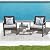 HYDRAGARDEN 3PCS Patio Furniture Set, Outdoor Wicker Bistro Conversation Set with Padded Cushions & Glass Table, Garden Rattan Chair Set for Porch Balcony Backyard (Plus Black Wicker & Grey Cushions)