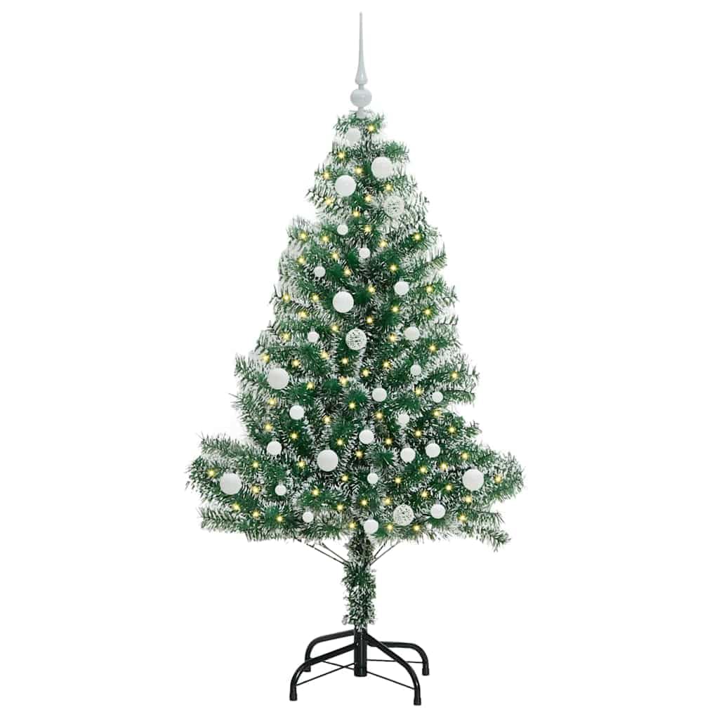 Sztuczna choinka z oświetleniem LED, 150 cm, PET i metalem, 150 diod LED, USB 5 V, do salonu, na taras i na zewnątrz, w zestawie stojak i biżuteria