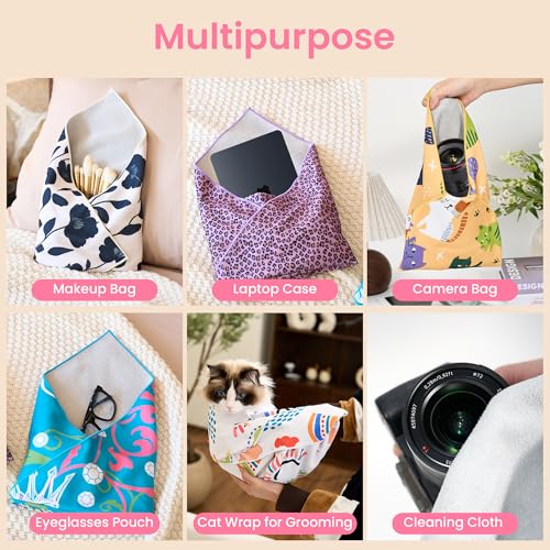 Image of Self-Adhesive Magic Cloth Portable lazy Makeup Bag Cosmetic Pouch Widely Used for Camera Lens Wrap,Protective Cover Laptop Sleeve,Folding,Washable(21.7 inch X 21.7 inchCrown)