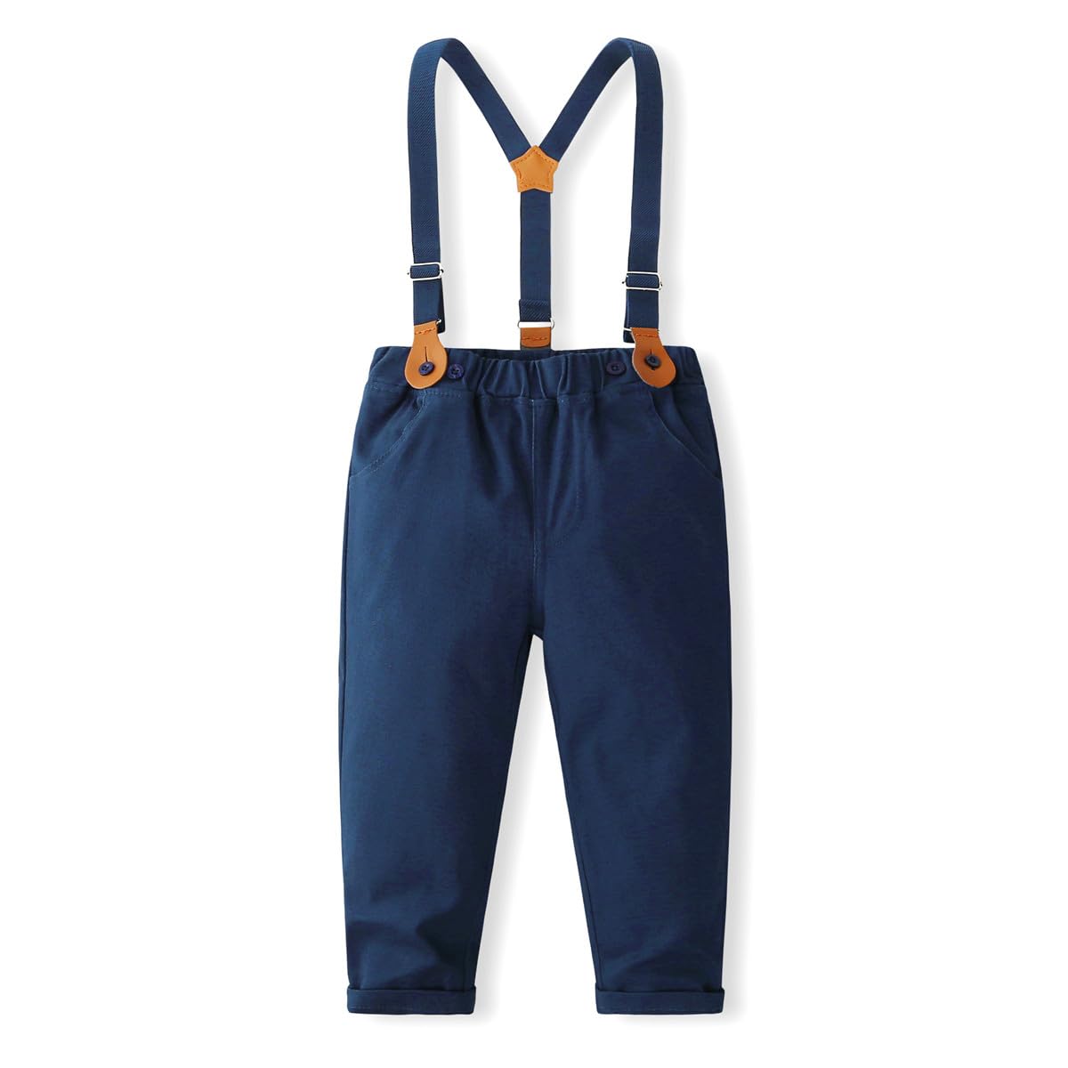 FAIRYRAIN 2-Teiliges Kleinkind Jungen Babyanzug Gentleman Kinder Langarm Hemd + Hose mit Träger Anzug Kleidung Se