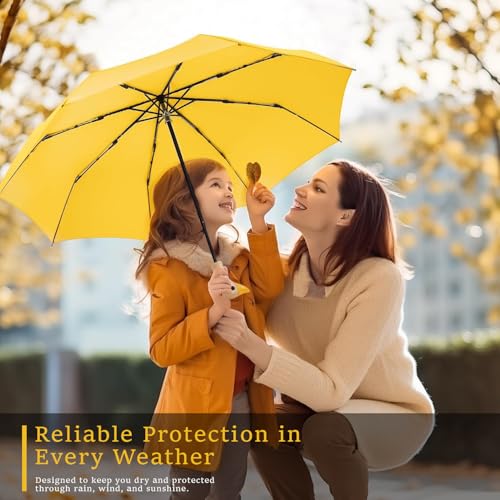 Image of Contacts Compact Folding Umbrella - Windproof Travel Umbrella with Automatic Open /Close, Waterproof, UV Protection, Portable Umbrella for Men, Women & Kids
