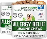 BARK&SPARK Omega 3 for Dogs - Dog Allergy Relief Chews -Anti-Itch Skin & Coat Supplement - Omega 3 Fish Oil - Dry & Itchy Skin Relief - Pack of 2 Chicken Liver