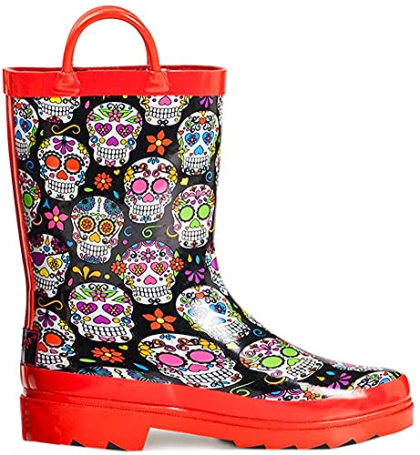 Girls Jentri Colorful Skull Rubber Rain Boots (Multi, medium)3