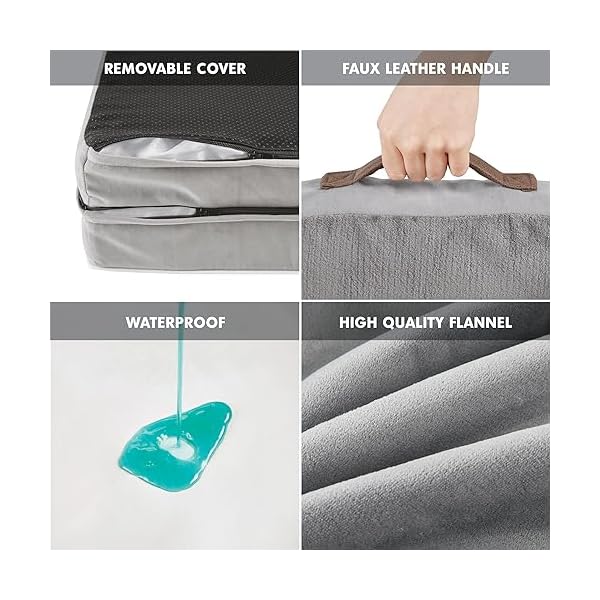 Orthopädisches Hundebett für mittelgroße Hunde, luxuriöses Haustiersofa aus Memory-Schaum für Hunde und Katzen, abnehmbarer und waschbarer Bezug, wasserdicht, langlebig, Grau – Bild 8