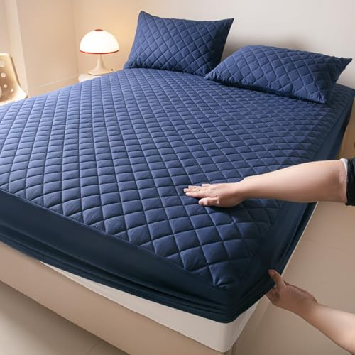 JIANINGHOME Protector de colchón, sábanas acolchadas de 200 x 220 pulgadas con bordes elásticos duraderos para cama de tamaño extra profundo