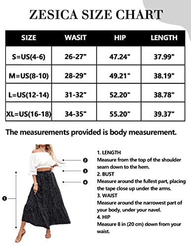 Zesica Women's 2023 Bohemian Floral Printed Elastic Waist A Line Maxi Skirt With Pockets,Black,Medium #TOP5