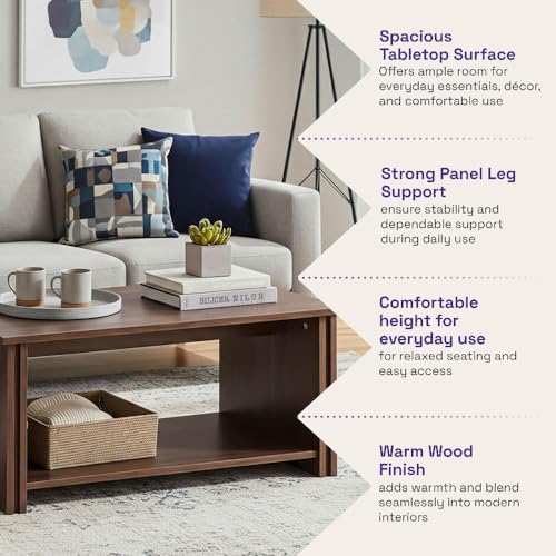 Image of Wakefit Center Table | 1 Yr Warranty | Coffee Table for Living Room Wooden, Tea Table for Living Room Wooden, Sofa Table, Free Installation from Brand, Modern Multi-Functional & Wobble-Free(Serava)