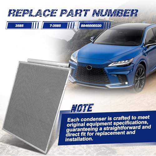 Image of Air Conditioning A /C Condenser Compatible with Lexus RX350 2007-2009 V6 3.5L # 3585, 7-3585, 884600E020