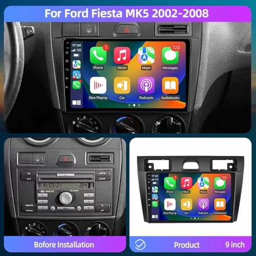 Radio coche 2 DIN para Ford Fiesta MK5 con Carplay inalámbrico y GPS 2