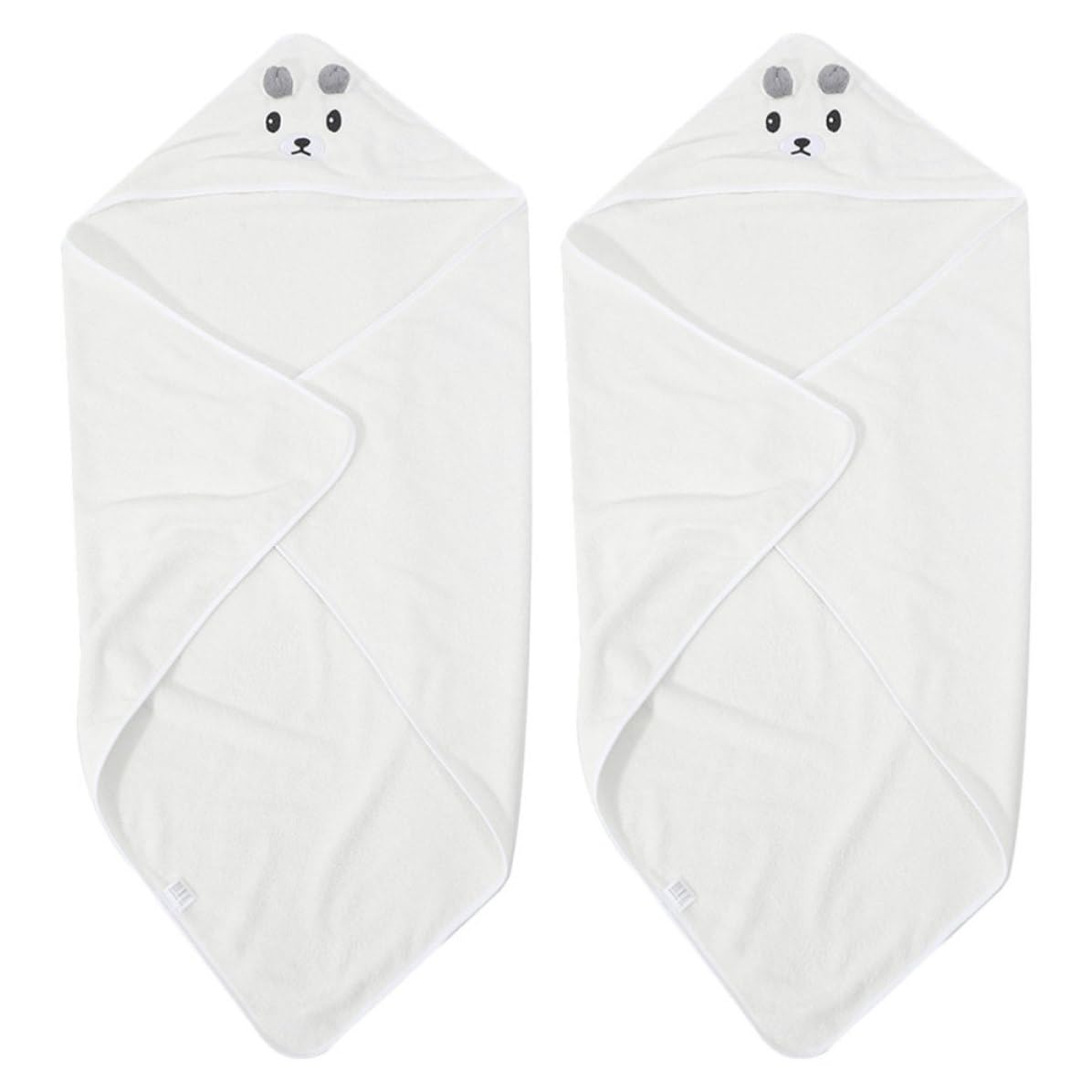 Toalla de baño con capucha de coral suave para bebés Pack de 2 piezas Toddmomy blancas