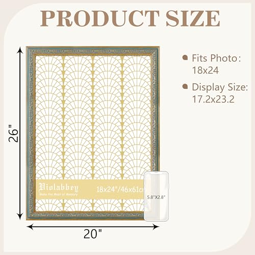 Image of VIOLABBEY 18x24 Poster Frame Blue 2Pack, Vintage Photo Frames Ornate without Mat for Wall Hanging
