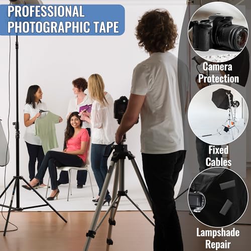 Image of Black Gaffers Tape 2 Inch -16 Roll Multi Pack Bulk - 30 Yards per Roll - Easy Tear, Non Residue Heavy Duty Gaff Tape - Waterproof Matte Cloth Gaffers Tape for Professional Photography, Filming, Stage