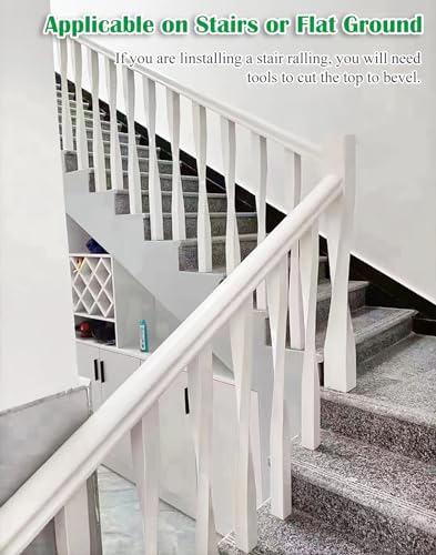 Barandillas de escalera blancas de madera para suelo con 10 columnas interiores 4