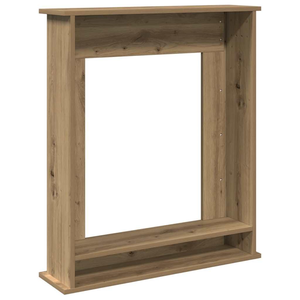 Kaminumrandung Artisan-Eiche Holzwerkstoff 75x20x87,5 cm Kaminsims für Elektrokamine, Kaminzubehör mit Ablagefläche, kaminholzregal, funkenschutz, kaminbesteck, kaminbesen, ascheeimer