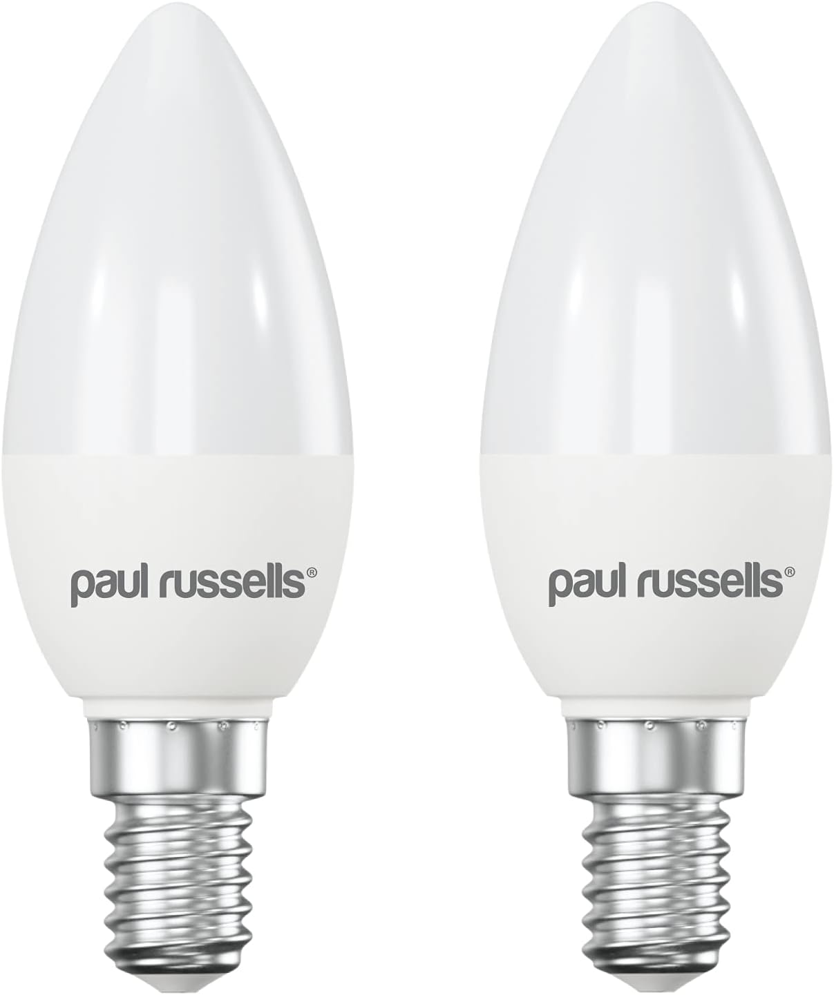 paul russells LED Light Small Edison Screw E14, 60watt Equivalent, 6.5W 806LM LED Bulbs, 6500K Bright Daylight, Frosted C35 SES Candle Energy Saving Non-Dimmable Chandelier Lightbulbs, 2 Pack