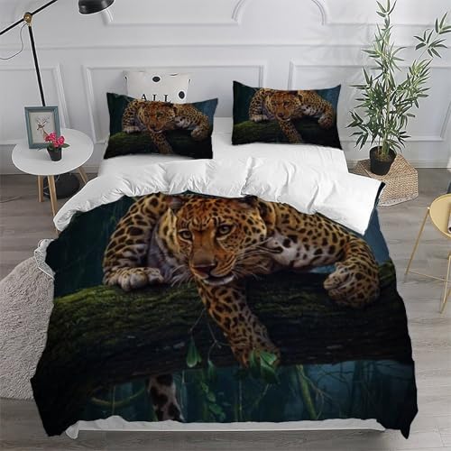 Housse de couette léopard imprimé 3D haute définition 200x200 microfibre