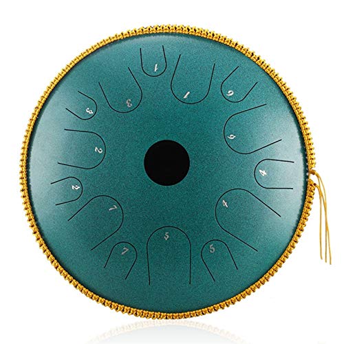 FENCHUN Cobre 14 Tono 14 Pulgadas etéreo platillo vacío Hueco de Acero de Acero Tambor percusión Tambourine meditación Instrumento handpan (Color : Malachite)