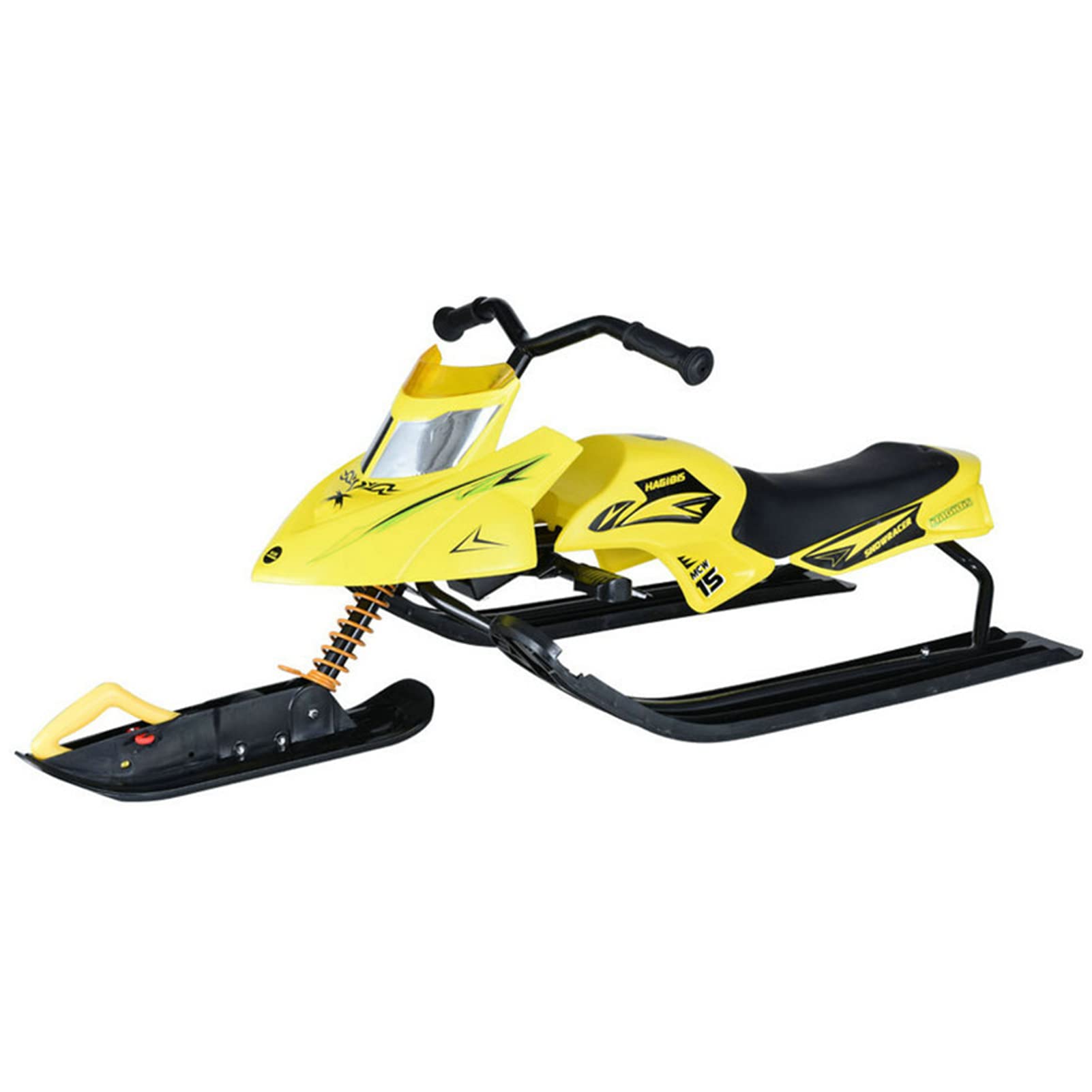 Snow Racer Sled, Ski Sled Slider with Steering Wheel, Steel