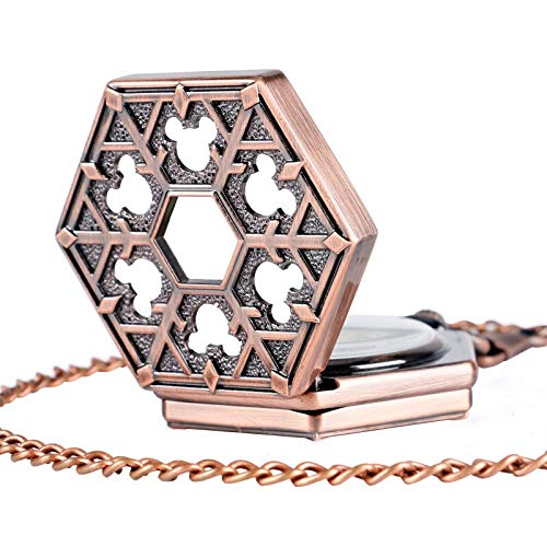 AxBALL Relógio de bolso masculino oco com design hexagonal exclusivo, relógio de mão mecânico legal,
