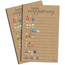 50 Emoji Pictionary Baby Shower Game, Kraft Rustic Large Size Sheets Fun, Easy to Play, Sprinkle, Couples Shower, Co-Ed, Gender Neutral Reveal