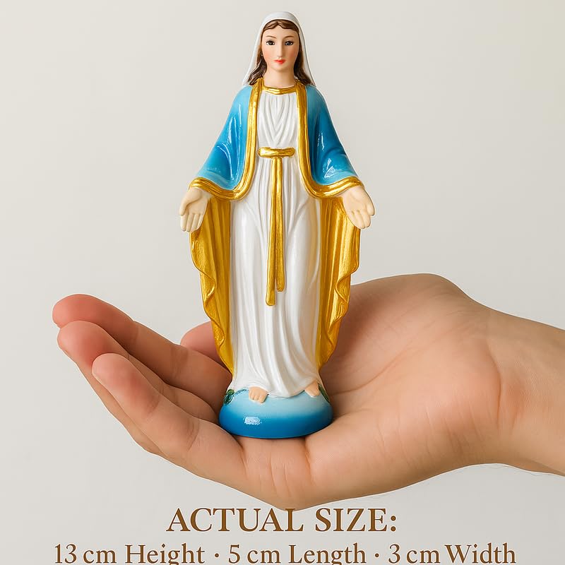 Image of Immaculate Mary Figurine | Christmas Prayer Statue, Marble-Look Decorative Showpiece for Home Office, Car Dashboard Idol, Spiritual Blessing Idol & Christian Gift Item