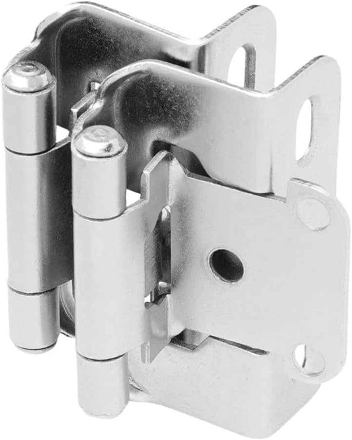 ネジ付きオーバーレイキャビネットヒンジ2個パック、セミラップセルフクロージングメタルドアヒンジ(Silver)