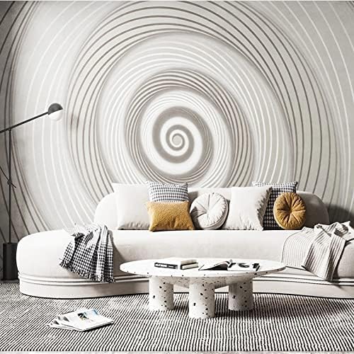 Papier peint 3D lignes abstraites gris pour agrandir un salon - 2