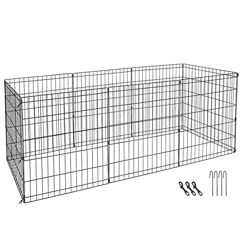 24\" Dog Playpen Crate 8 Panel Fence Pet Play Pen Exercise Puppy Kennel Cage Yard - Thumbnail 4