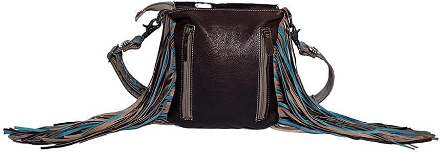 Myra Bag Western Style Purse - Fringe Purses for Women with Real Cowhide and Blue Accents, Leather Western Handbags for Women - Image 7