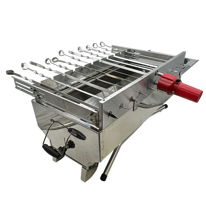 Schaschlikgrill Set XXL Olymp 11, Grillaufsatz | 11 Drehspieße | Powerbank | Motor |...