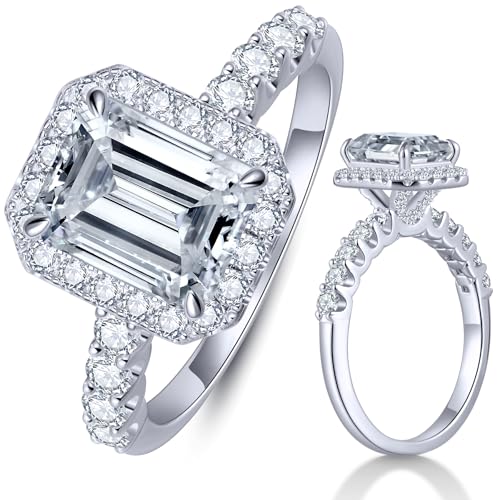 Kstyle 2ct Pear/Oval/Round Moissanite Solitaire/Halo Engagement Rings for Women 14K White Gold 925 Sterling Silver Lab Diamond Wedding Ring Wedding Anniversary Promise Gift