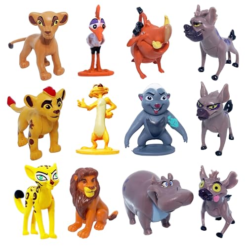 CNIUETYR Animal Doll Commemorative Set, Warthog&Spotted Hyena Toys, Home Party Cake Animal Decoration PVC Model (2.0 inch/12 Piece)