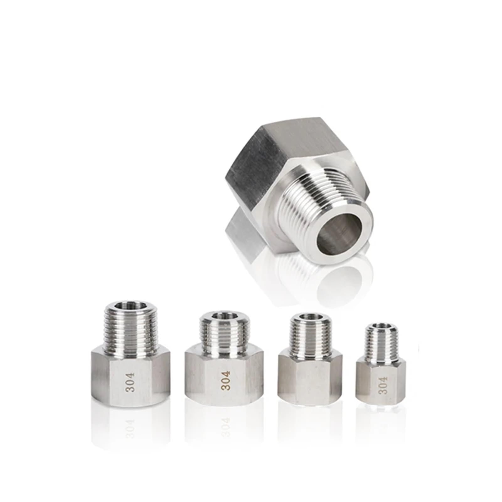 Raccordo di riduzione passante in acciaio inossidabile 1/8" 1/4" 3/8" 1/2" 3/4" 1" Adattatore filettato maschio-femmina M5-M27 20 MPa(Female M26,Male M22)