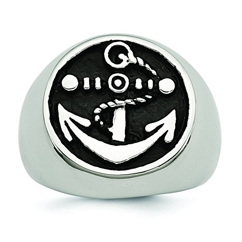 Imagen de Saris and Things acero inoxidable pulido antiqued y ancla anillo 9 tamaño