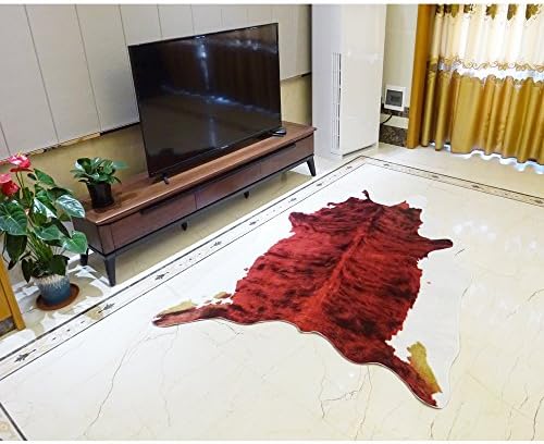 JaYe Large Size Red Cow Print Rug 4.9x6.6 Feet Faux Fur Cow Hide Rug Animal Printed Rug Carpet for Home Office Livingroom,Bedroom. (Red-Cow)
