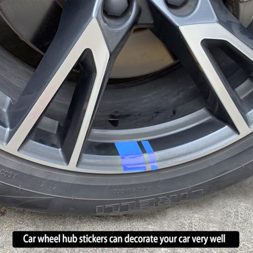 Image of Mandark 24PCS Car Wheel Rims Decal Stripes, Reflective Vehicle Tire Rim Stickers for 18-21 Inch Wheels, Safety Auto Exterior Hash Stripe Sticker Decoration, Universal for SUV, Truck, RV (Blue)