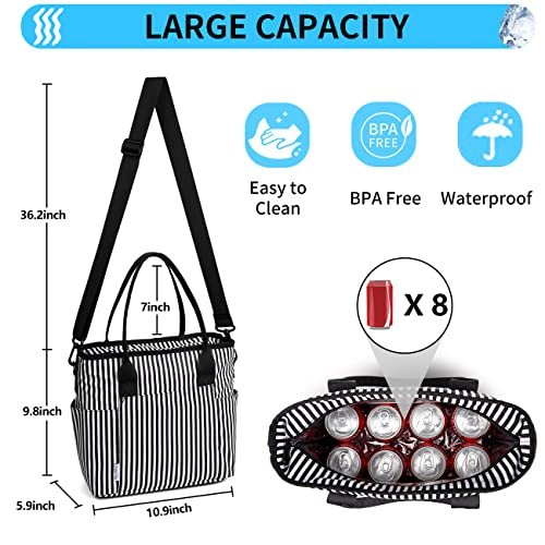 Lunch Bag For Women, Chasechic Insulated Thermal Lunch Tote Bag Large Lunch Box Container For Adults With Adjustable Shoulder Strap, Reusable Lunch Cooler Bag For Office Work Picnic, Stripe #TOP3