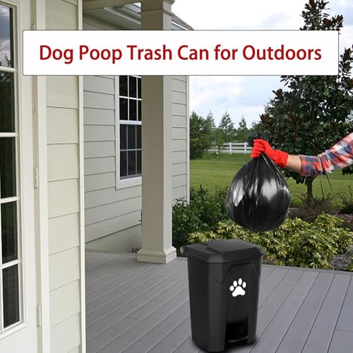 Image of Dog Poop Trash Can with Lid for Outdoors，15-Liter Trash Can with 200PCS Black Plastic Bags, Pet Waste Container，Black+200BK