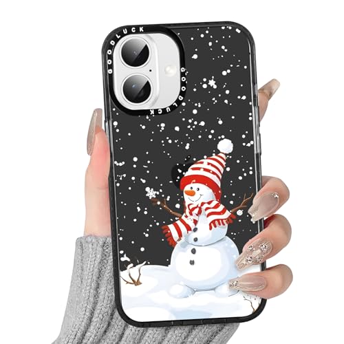 Foonary Christmas Mobile Phone Case for iPhone 16 Case Snowman, Christmas Aesthetic Xmas Pattern Design Girls Gift Protective Case, Transparent Silicone Case Cover for iPhone 16 6.1 Inches, Snowflake
