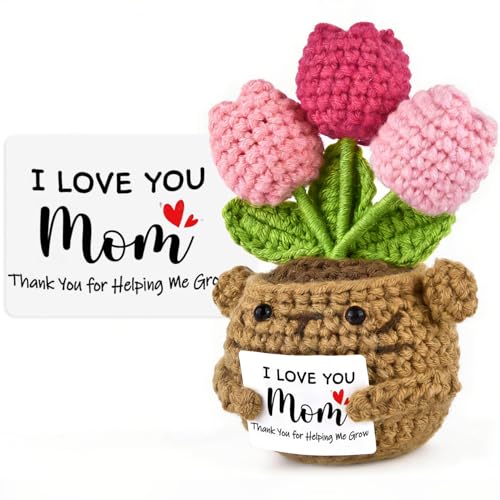 Gifts for Mom from Daughter Son,Handmade Positive Tulip Flower Crochet Gift - image 7