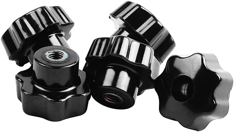 5 Pcs Black Star Grip Knobs, Female Thread Diameter 8Mm & 10 Pcs Gold + Black 32Mm Dia M6 Thread Screw - (Color: Red)