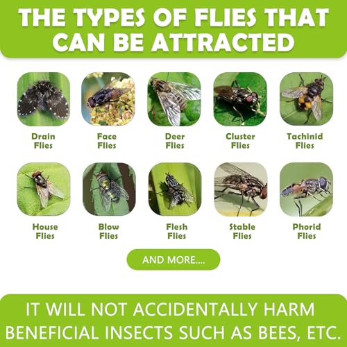 3 Stück Fliegenfalle Außen Hängende Set,GeeRic Fly Trap Catcher Hanging, Fliegenfalle für Außengärten, Bauernhöfe, Ställe