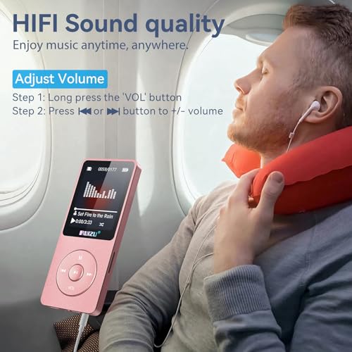 Image of RUIZU 64GB MP3 Player with Bluetooth 5.3, 1.8 inch Screen Portable Music Player, FM Radio, Voice Recording, EBook, Shuffle Single Loop, 80H Digital Audio Video Playback, Lightweight, Support 128GB TF Card