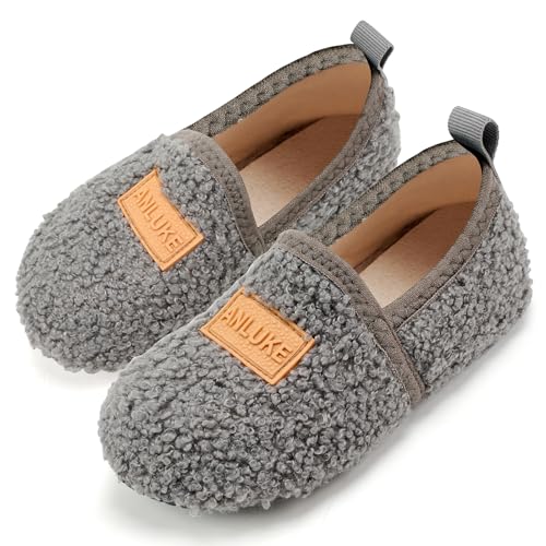 Image of ANLUKE Kids Toddler Slippers Boys Girls Indoor House Shoes Non-Slip Slippers Socks Outdoor Warm Walking Shoes